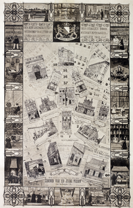 32862 Afbeelding van bonkaarten en van gebouwen in de stad Utrecht waar distributie van levensmiddelen plaats vond, met ...